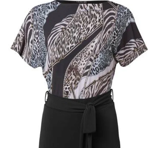 Plus Size 1X Black multi color with Animal Print Midi Dress brand New. - Picture 6 of 8